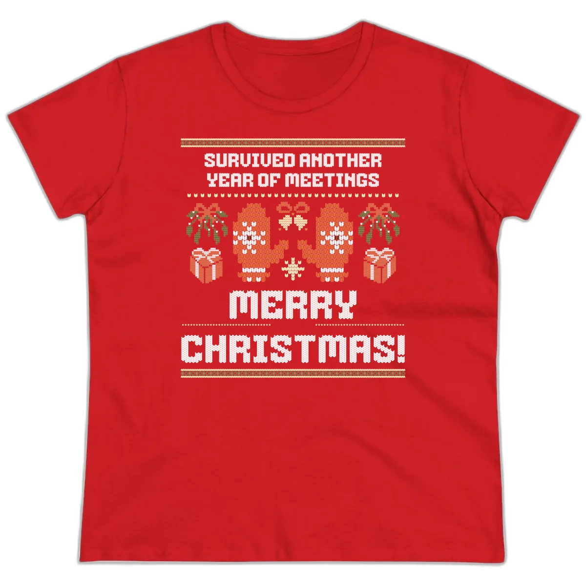 Survived Another Year Of Meetings Ladies Tee in Red