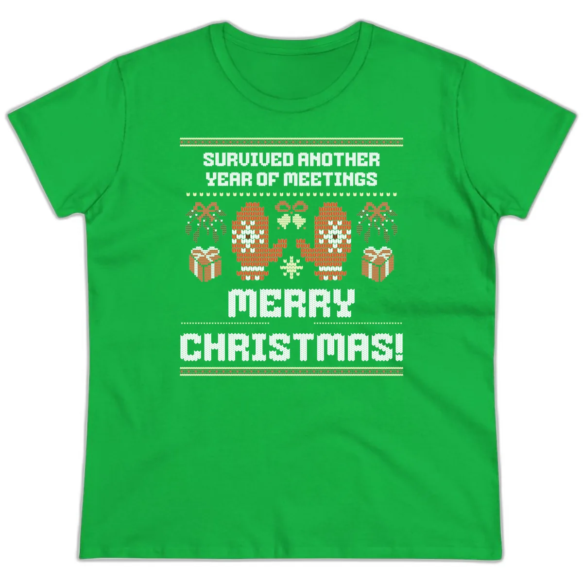 Survived Another Year Of Meetings Ladies Tee in Irish Green
