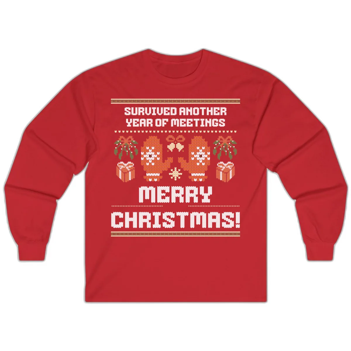 Survived Another Year Of Meetings Long Sleeve in Red