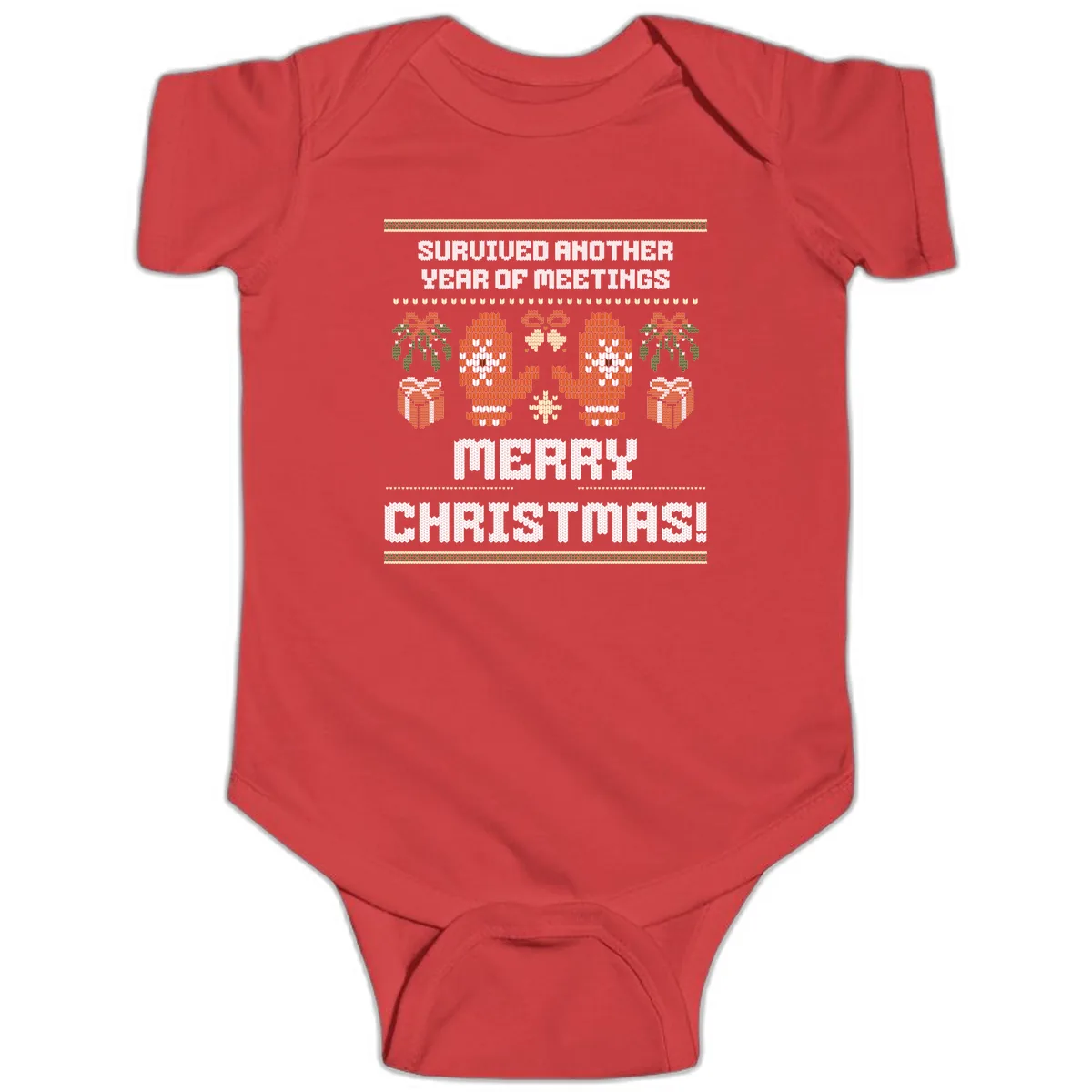Survived Another Year Of Meetings Baby Onesie in Red