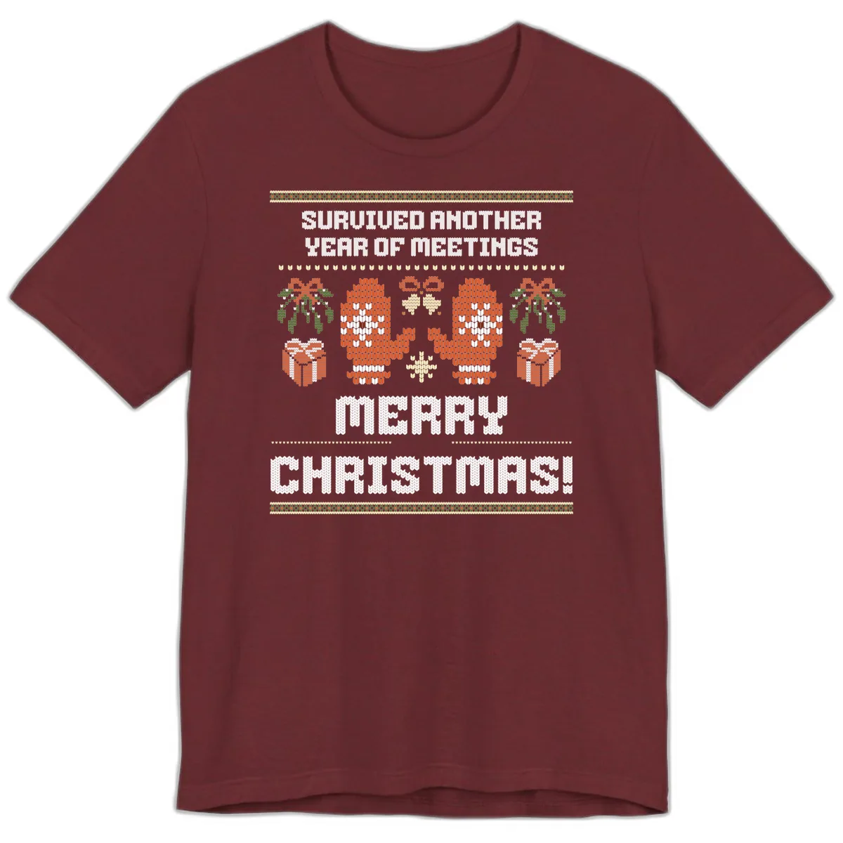 Survived Another Year Of Meetings Premium T-Shirt in Heather Cardinal