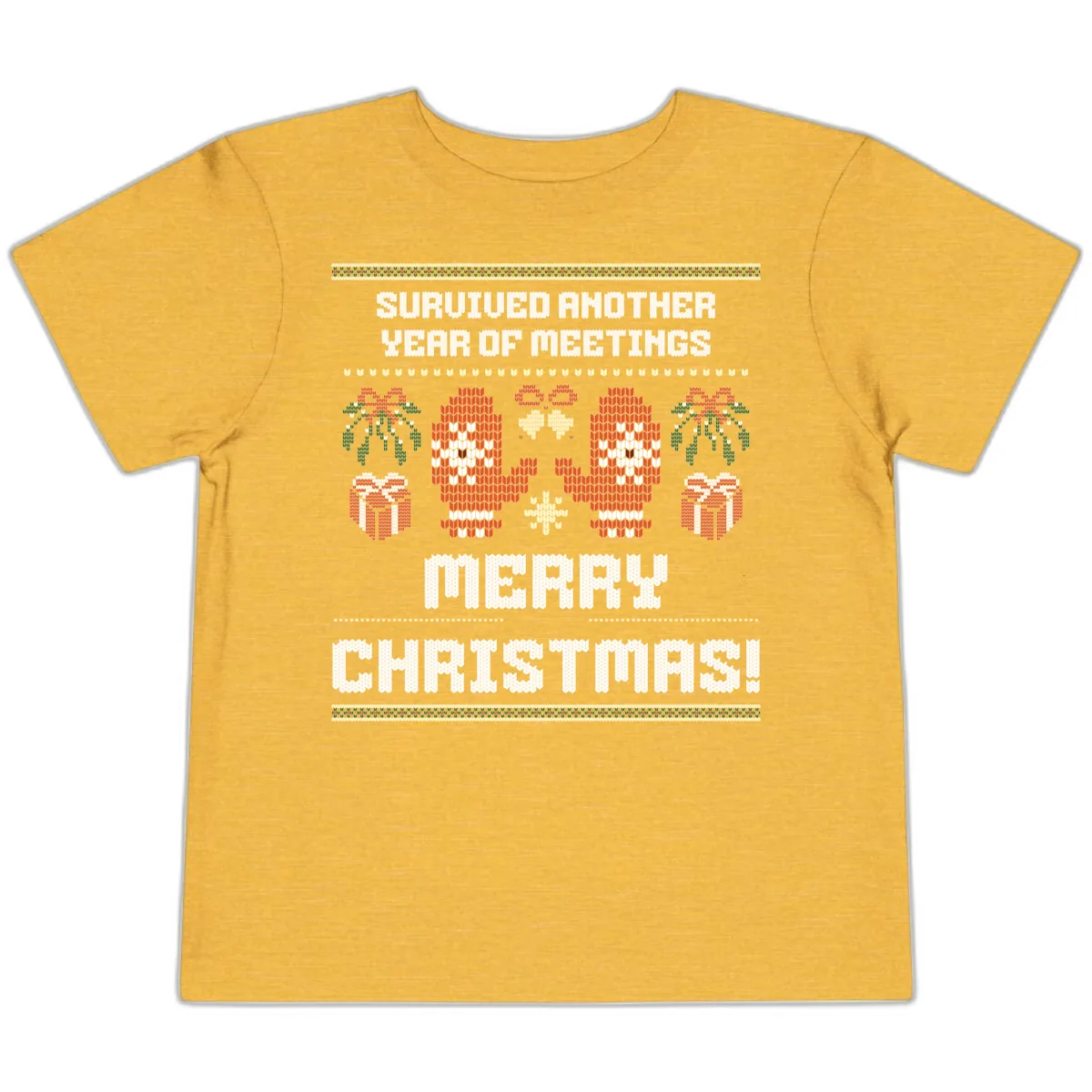 Survived Another Year Of Meetings Toddler T-Shirt in Heather Yellow Gold