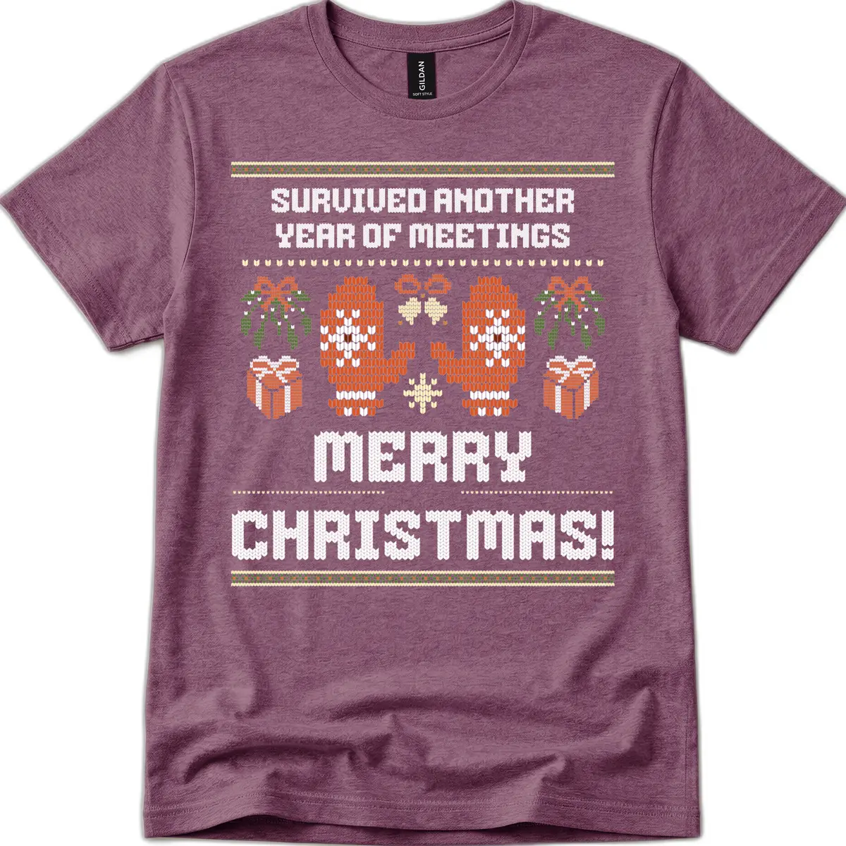 Survived Another Year Of Meetings T-Shirt in Heather Maroon