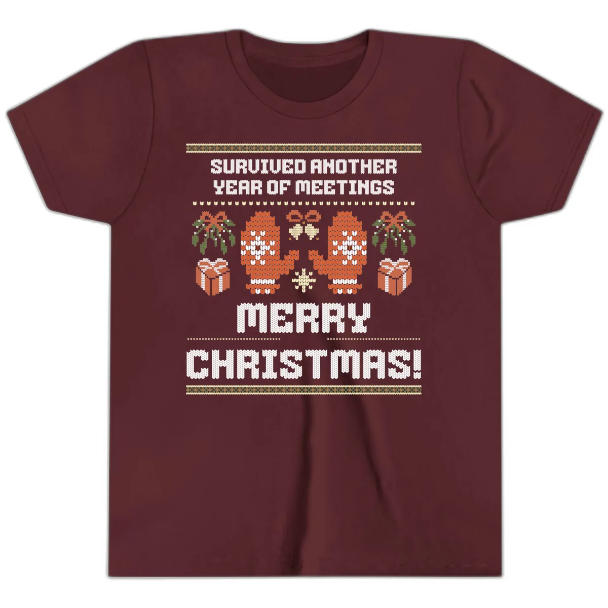 Survived Another Year Of Meetings Youth T-Shirt in Maroon