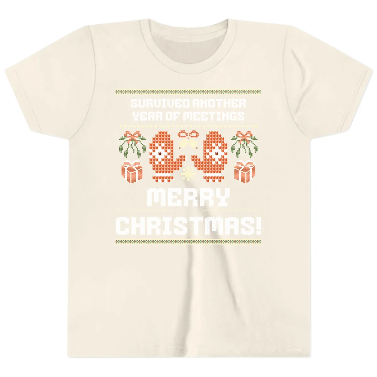 Survived Another Year Of Meetings Youth T-Shirt in Natural
