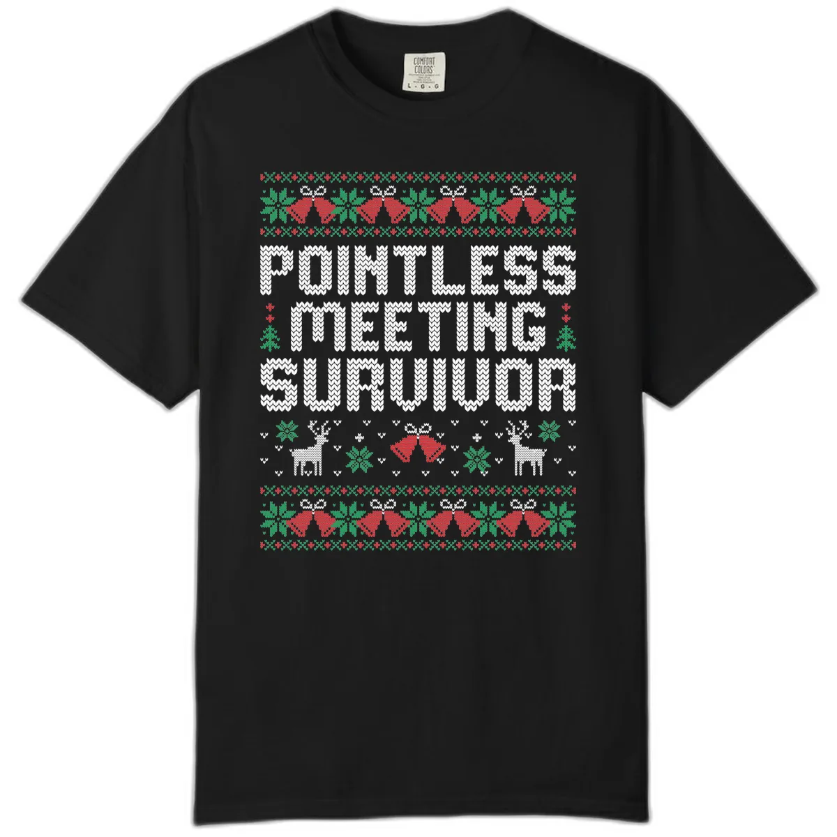 Pointless Meeting Survivor Ugly Sweater Design Comfort Color in Black
