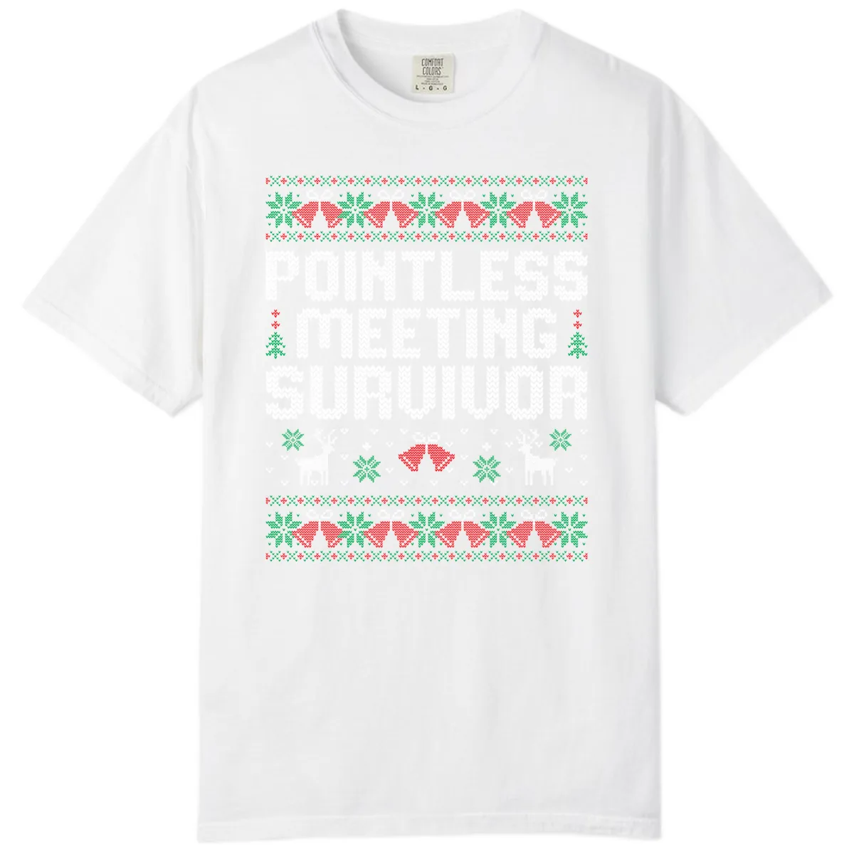 Pointless Meeting Survivor Ugly Sweater Design Comfort Color in White