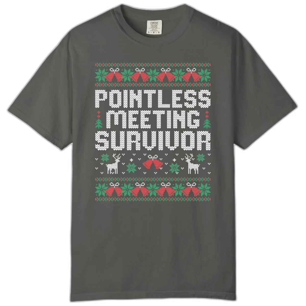Pointless Meeting Survivor Ugly Sweater Design Comfort Color in Pepper