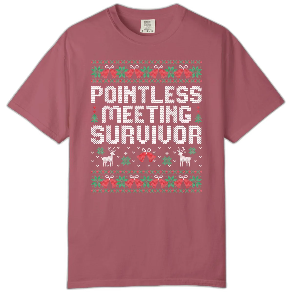 Pointless Meeting Survivor Ugly Sweater Design Comfort Color in Crimson