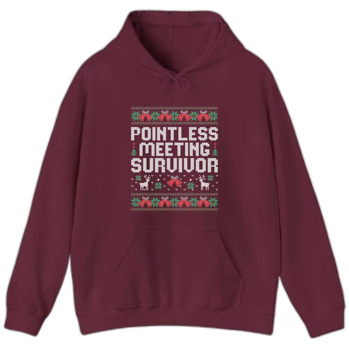 Pointless Meeting Survivor Ugly Sweater Design Hoodie in Maroon