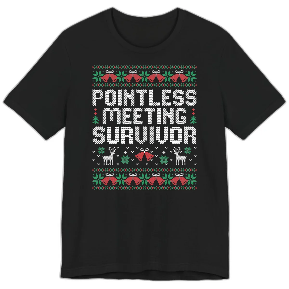 Pointless Meeting Survivor Ugly Sweater Design Premium T-Shirt in Black