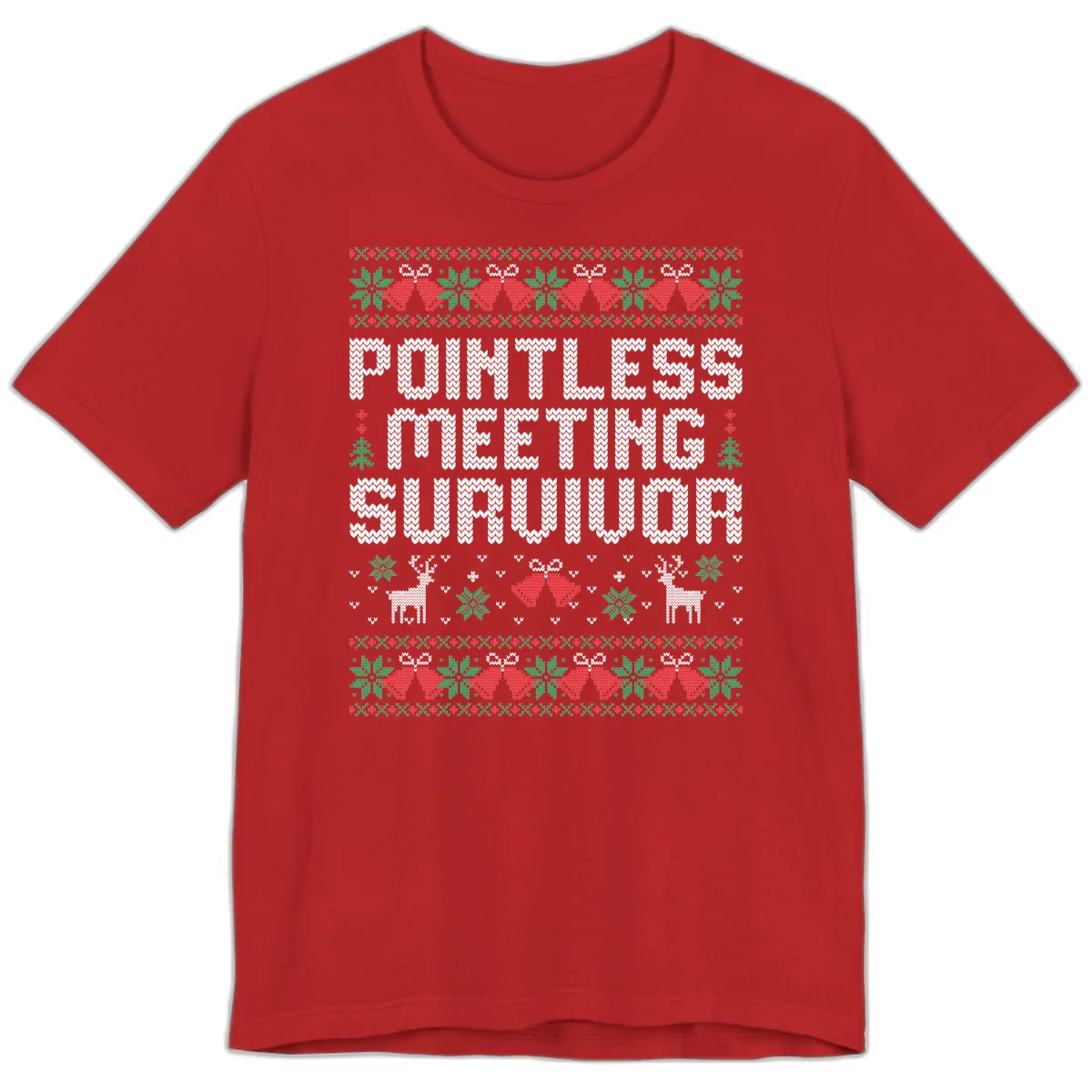 Pointless Meeting Survivor Ugly Sweater Design Premium T-Shirt in Red