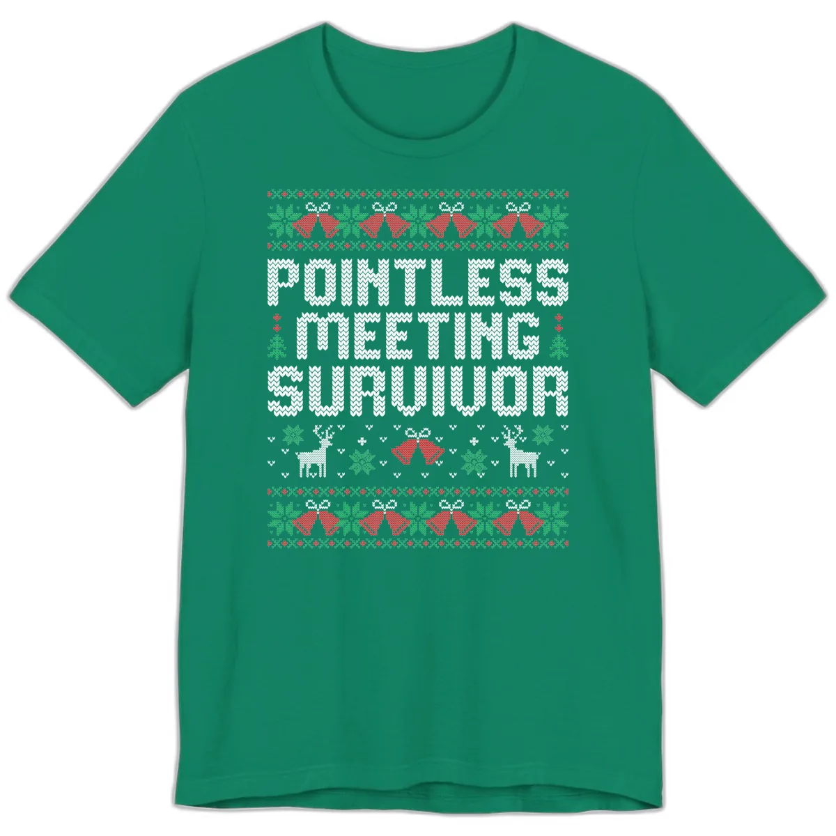 Pointless Meeting Survivor Ugly Sweater Design Premium T-Shirt in Kelly