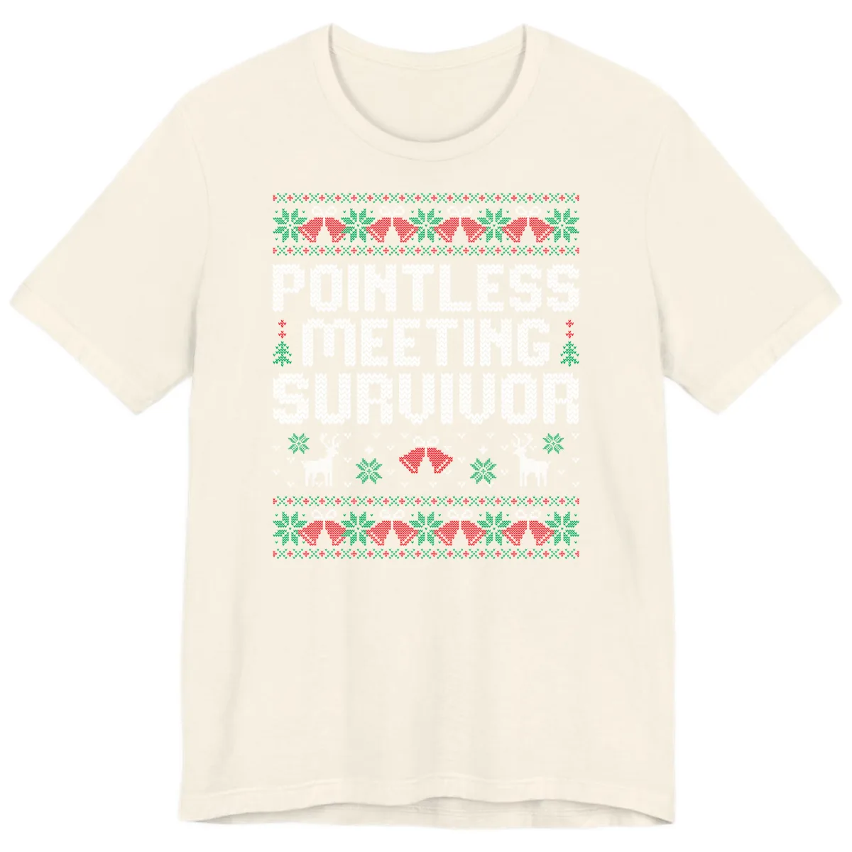 Pointless Meeting Survivor Ugly Sweater Design Premium T-Shirt in Natural