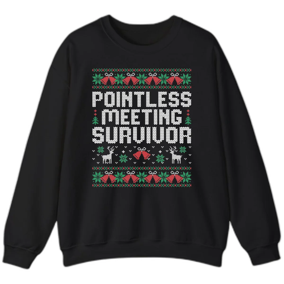 Pointless Meeting Survivor Ugly Sweater Design Sweatshirt in Black