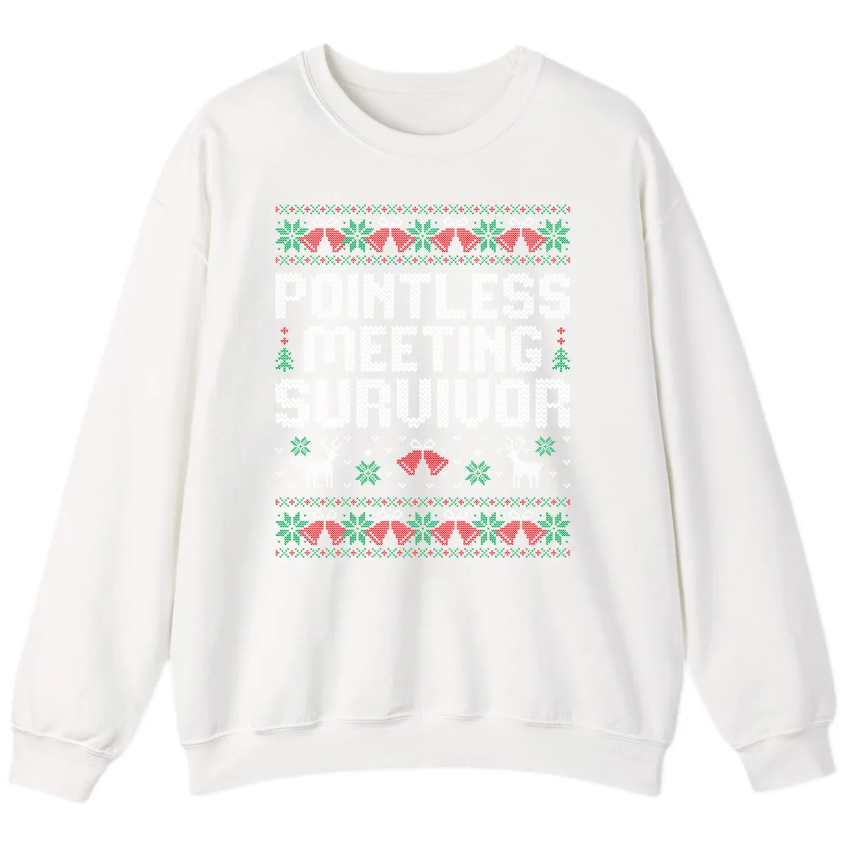 Pointless Meeting Survivor Ugly Sweater Design Sweatshirt in White