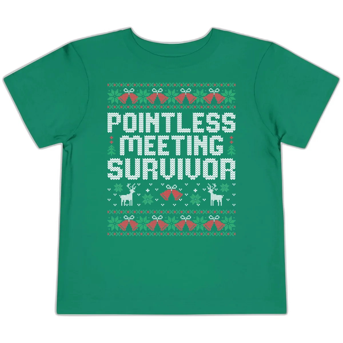 Pointless Meeting Survivor Ugly Sweater Design Toddler T-Shirt in Kelly