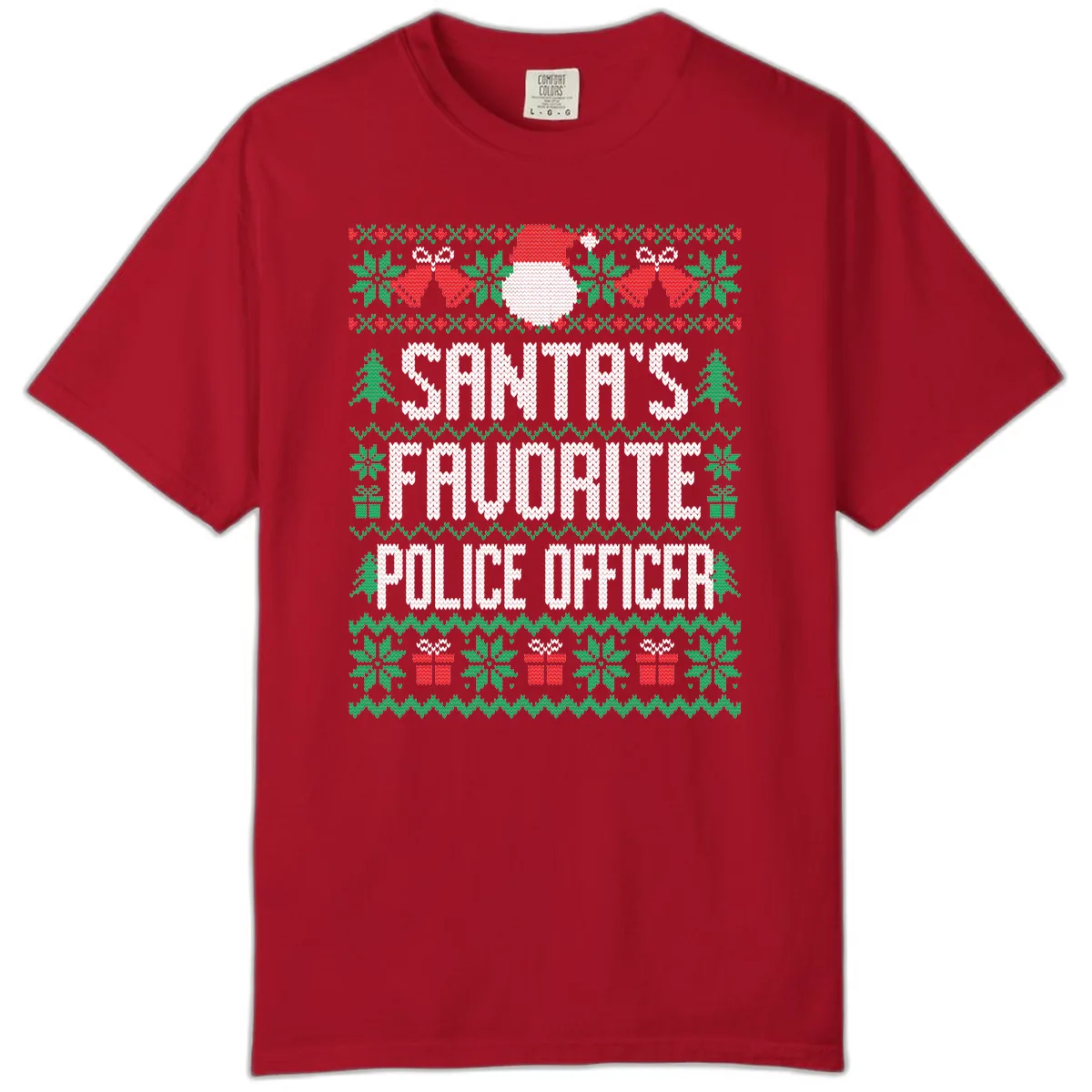 Santa's Favorite Police Officer Ugly Christmas Comfort Color in Red