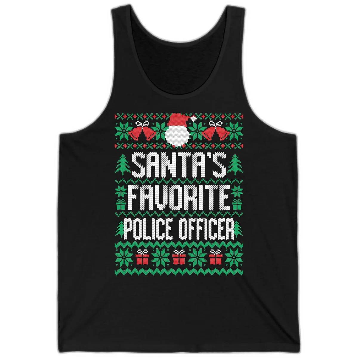 Santa's Favorite Police Officer Ugly Christmas Tank in Black
