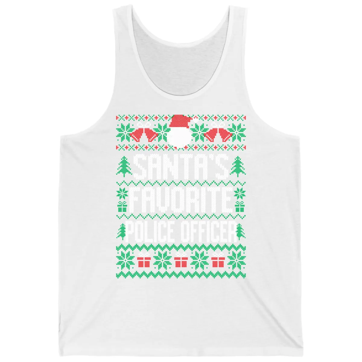 Santa's Favorite Police Officer Ugly Christmas Tank in White