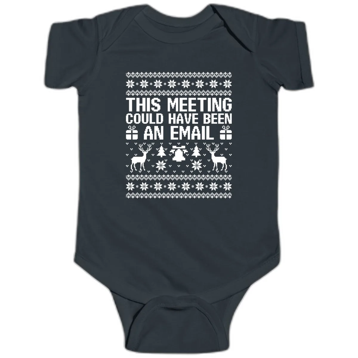 This Meeting Could Have Been An Email Ugly Christmas Sweater Baby Onesie in Black