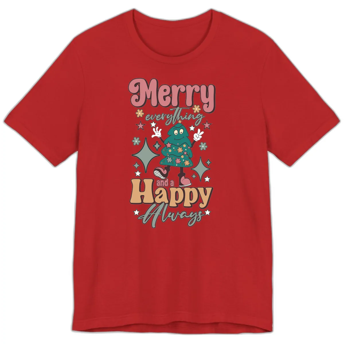 Merry Everything And A Happy Always Tree Premium T-Shirt in Red