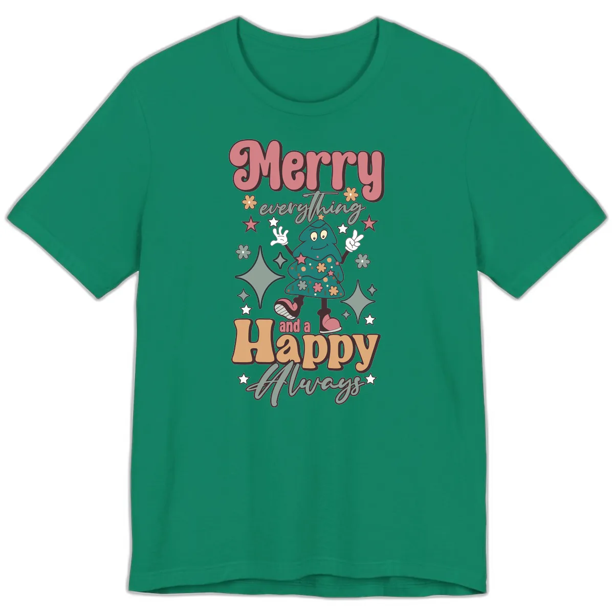 Merry Everything And A Happy Always Tree Premium T-Shirt in Kelly