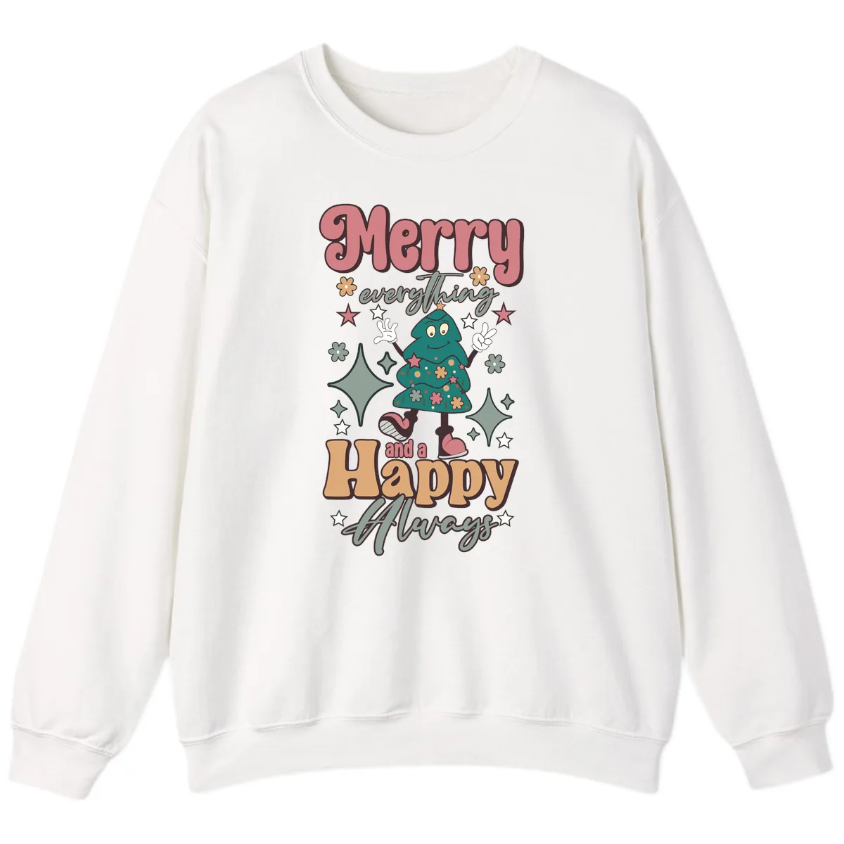Merry Everything And A Happy Always Tree Sweatshirt in White