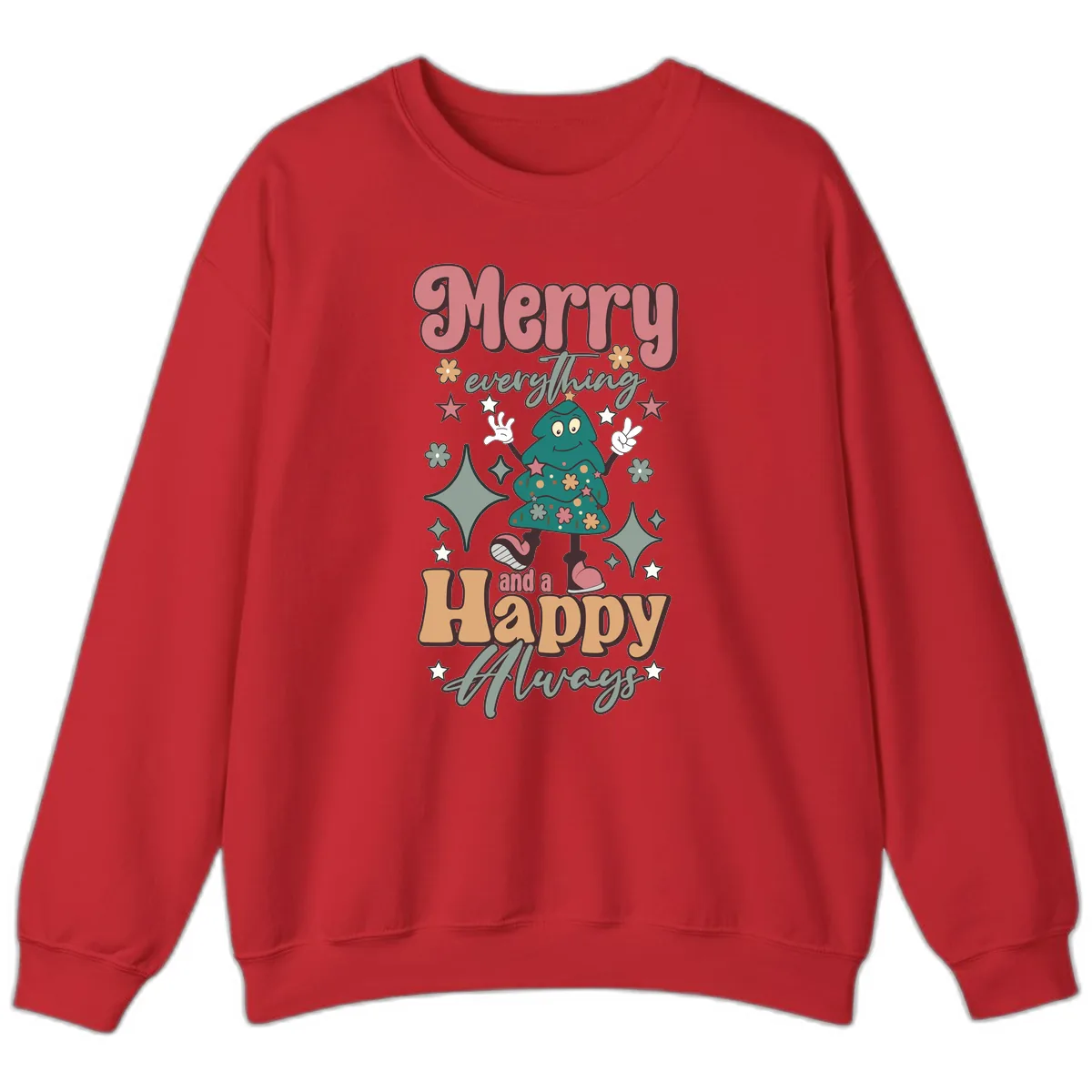 Merry Everything And A Happy Always Tree Sweatshirt in Red