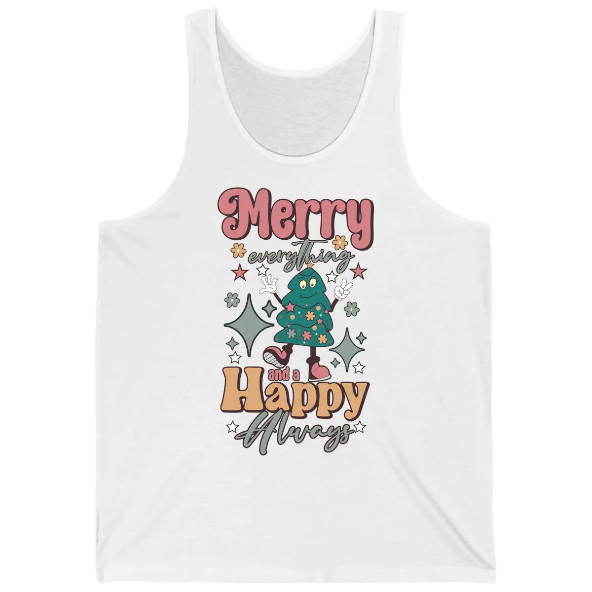Merry Everything And A Happy Always Tree Tank in White