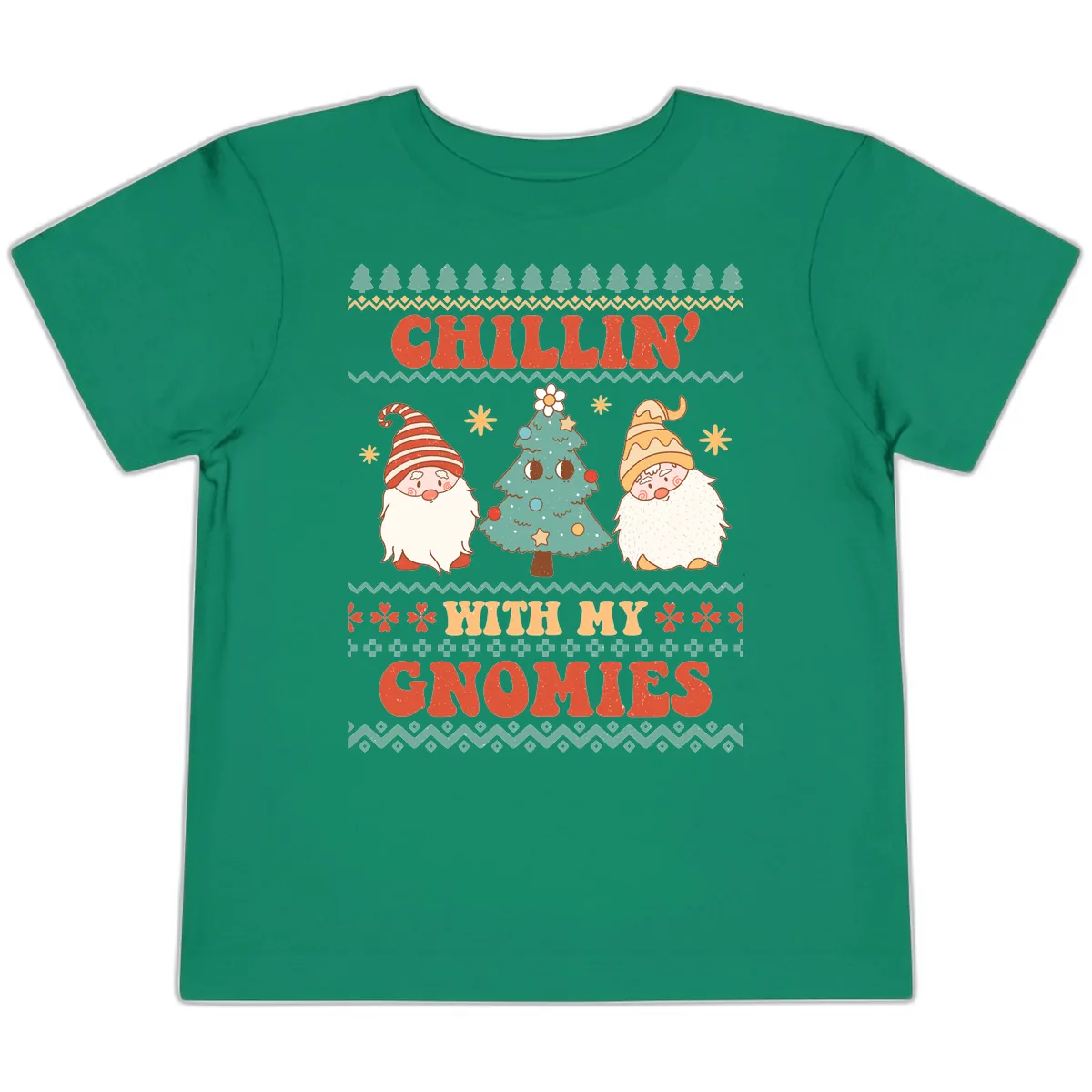 Chillin With My Gnomies Holiday Design Toddler T-Shirt in Kelly