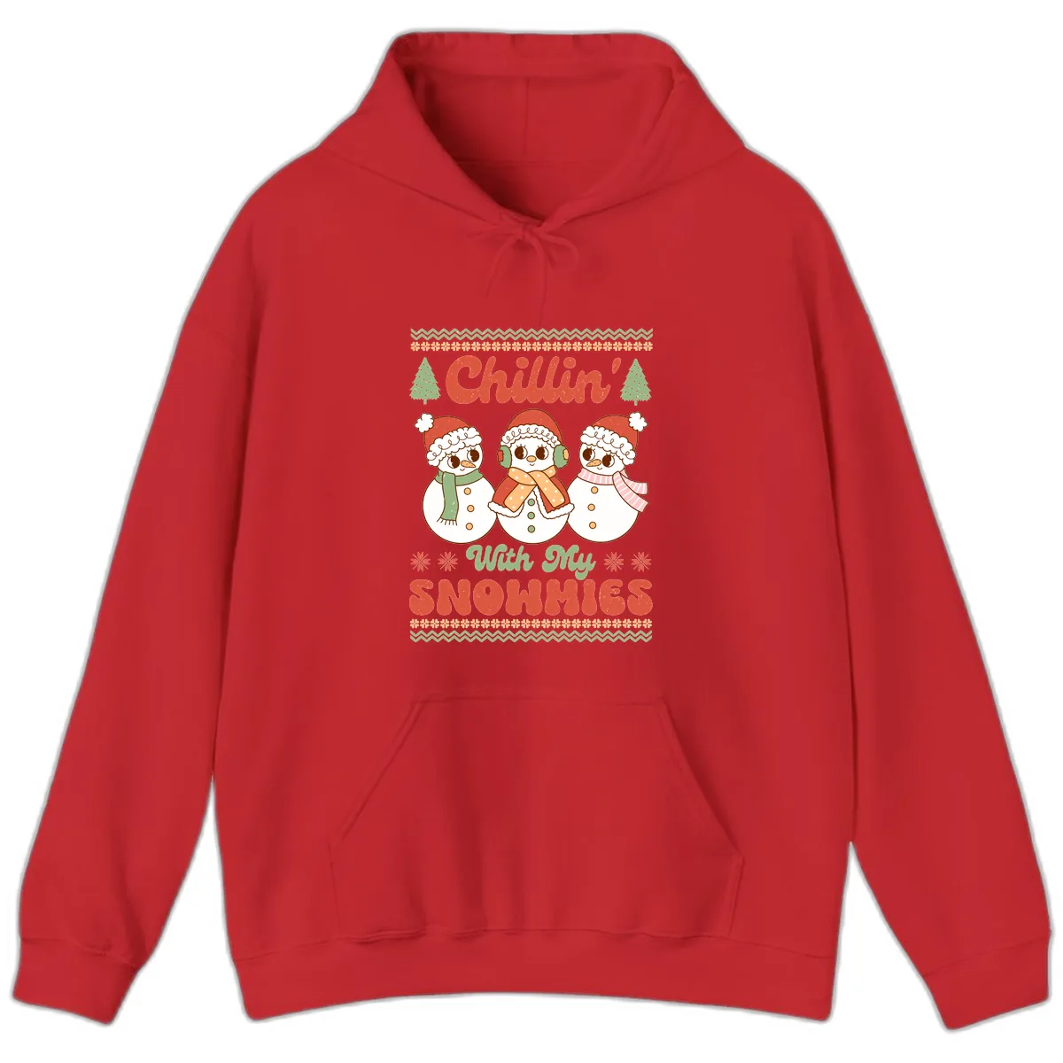Chillin' With My Snowmies Hoodie in Red