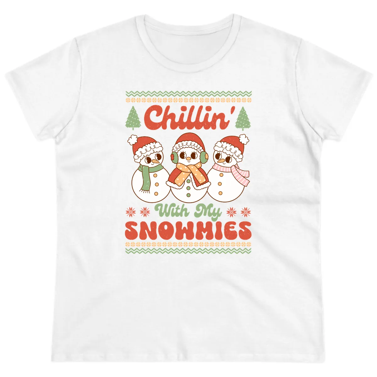 Chillin' With My Snowmies Ladies Tee in White