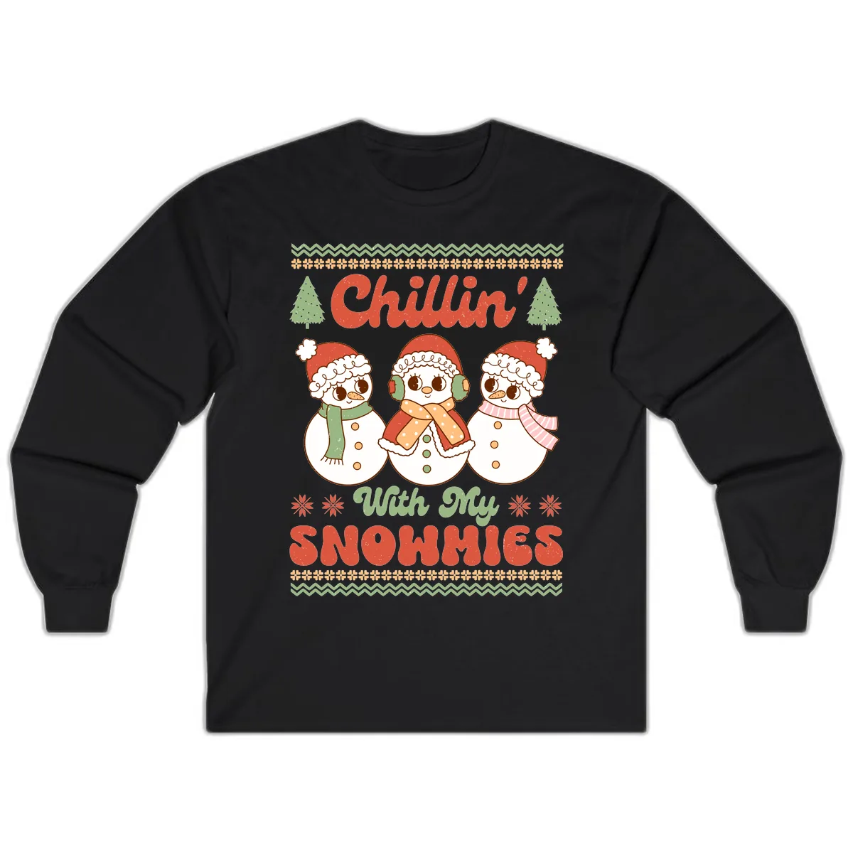 Chillin' With My Snowmies Long Sleeve in Black