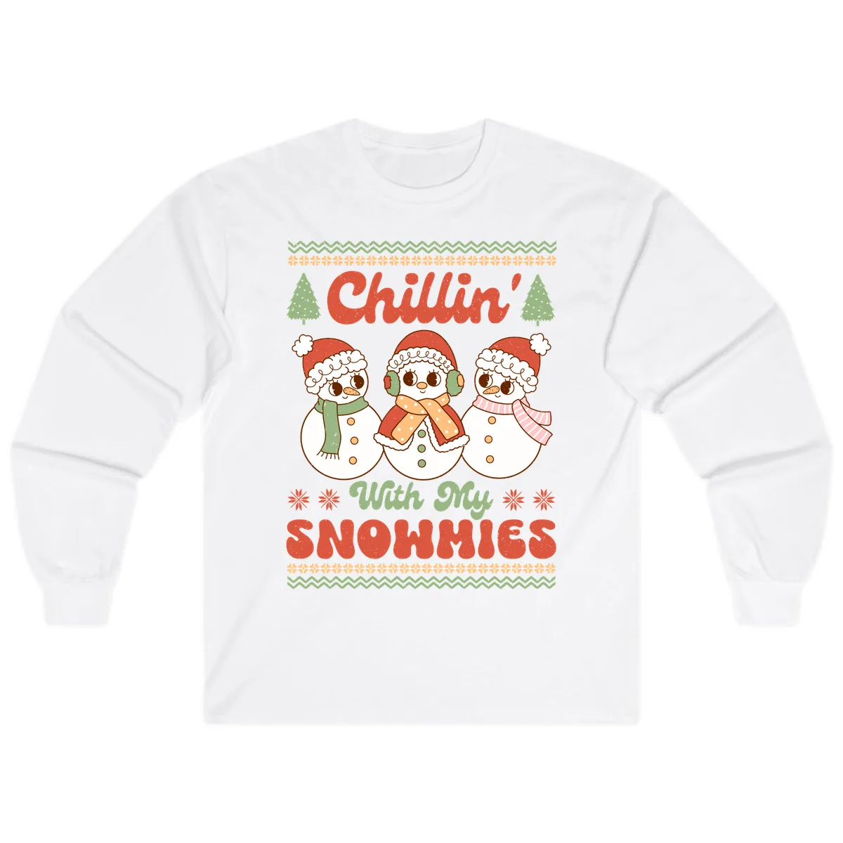 Chillin' With My Snowmies Long Sleeve in White