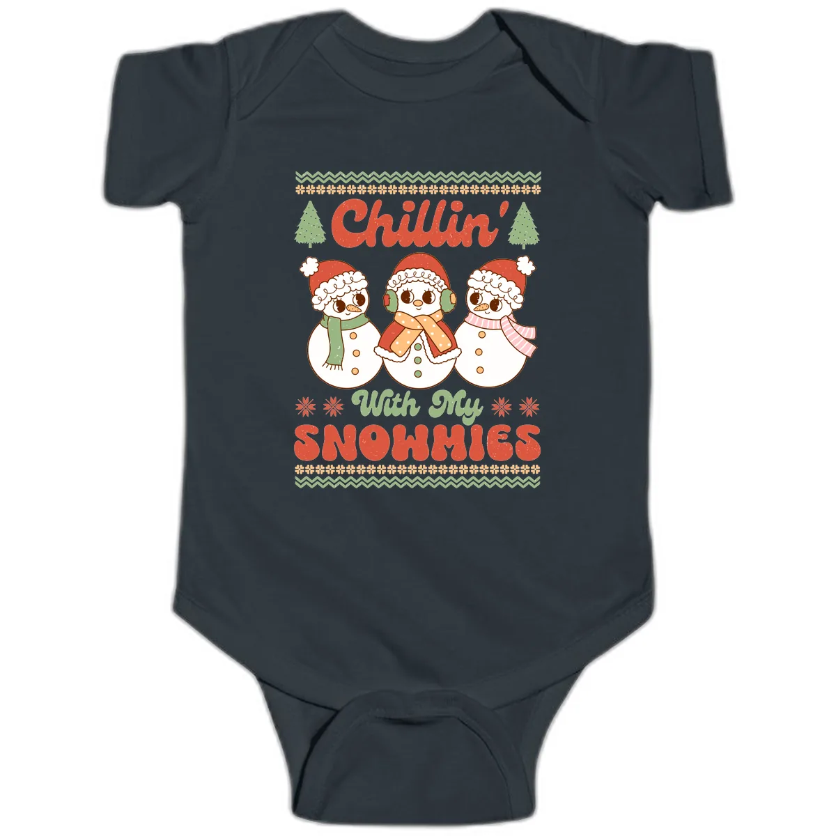 Chillin' With My Snowmies Baby Onesie in Black