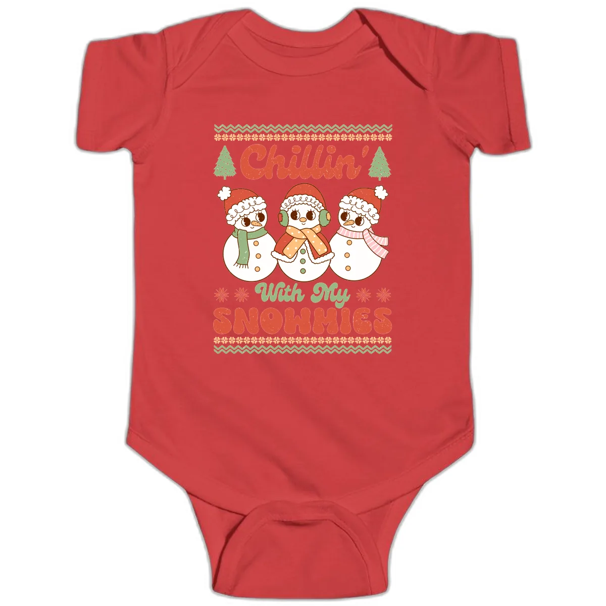 Chillin' With My Snowmies Baby Onesie in Red