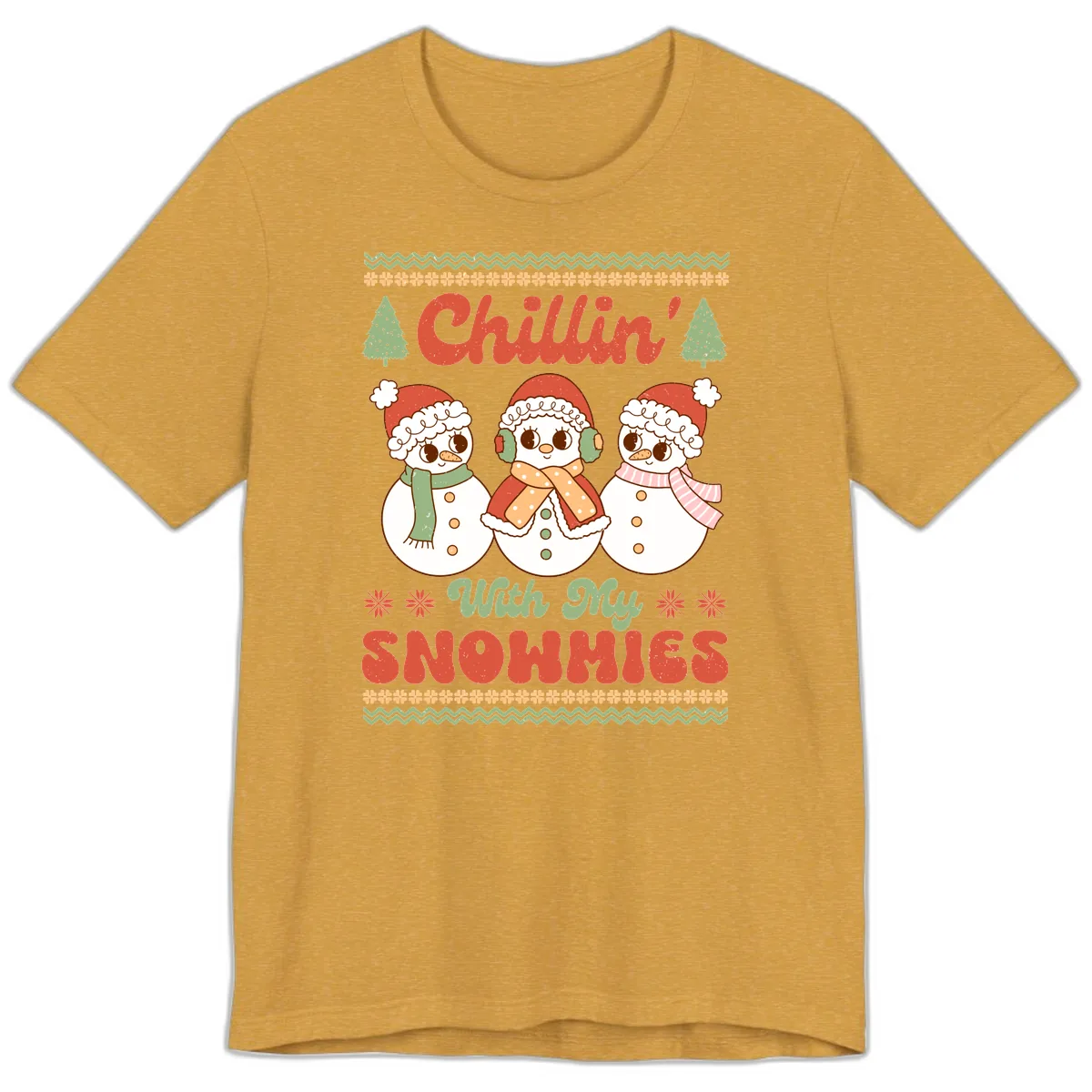 Chillin' With My Snowmies Premium T-Shirt in Heather Mustard