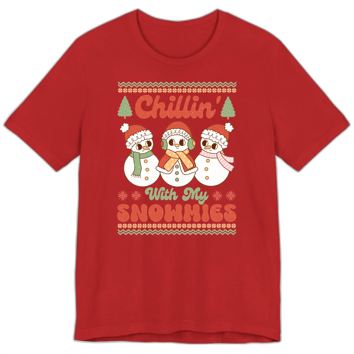 Chillin' With My Snowmies Premium T-Shirt in Red