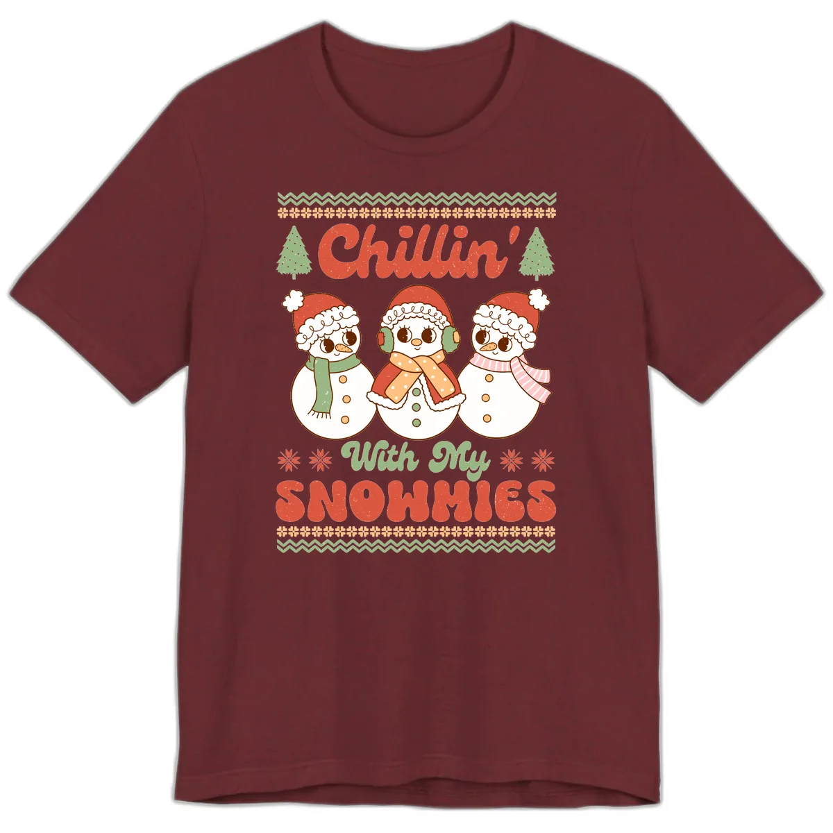 Chillin' With My Snowmies Premium T-Shirt in Heather Cardinal