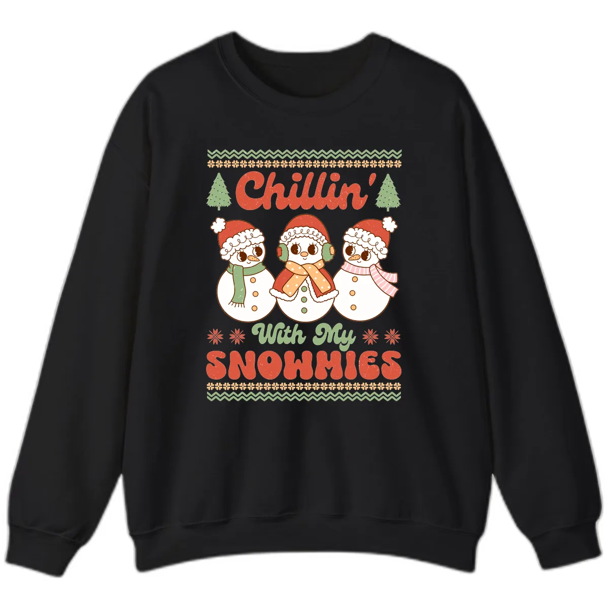 Chillin' With My Snowmies Sweatshirt in Black