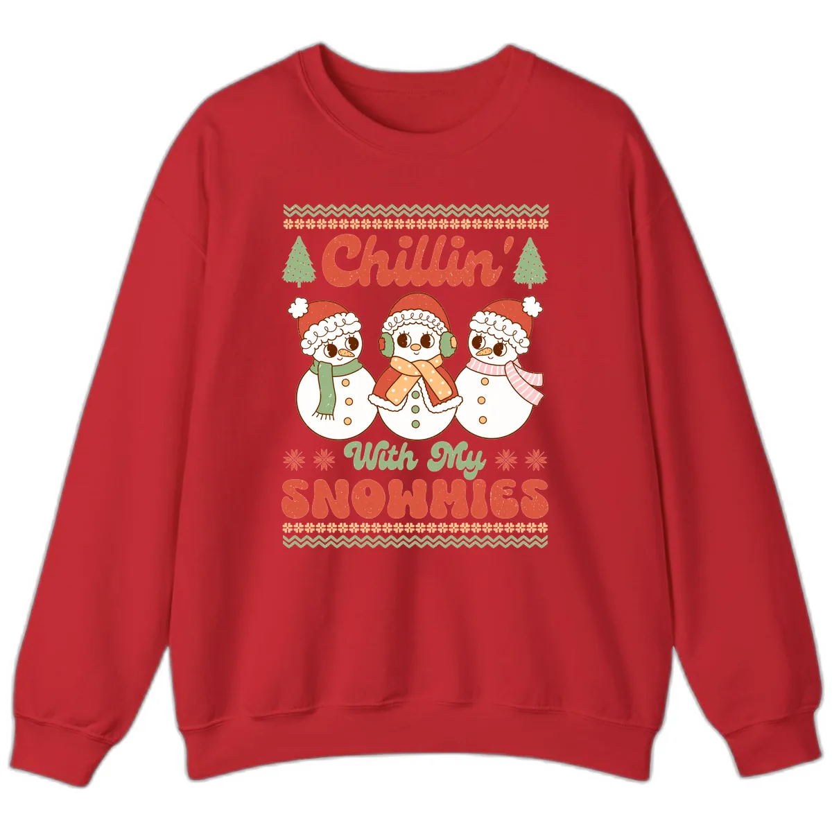Chillin' With My Snowmies Sweatshirt in Red
