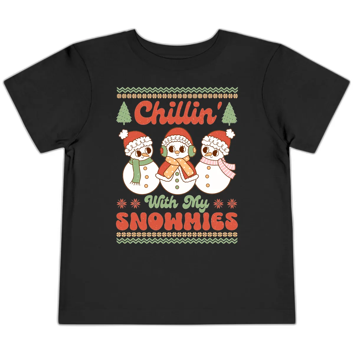 Chillin' With My Snowmies Toddler T-Shirt in Black