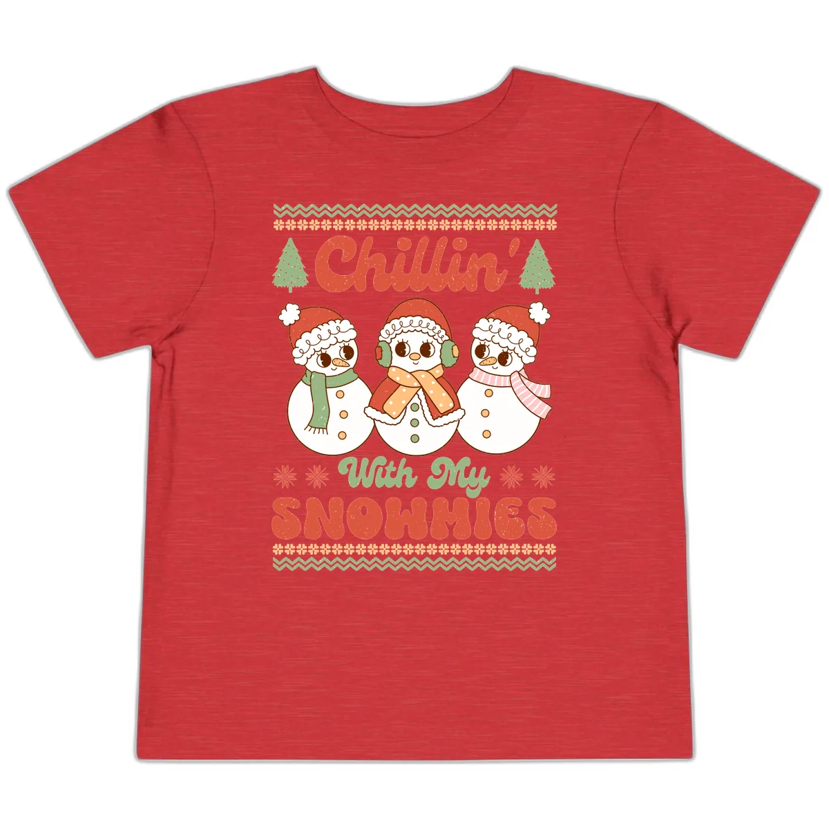 Chillin' With My Snowmies Toddler T-Shirt in Heather Red