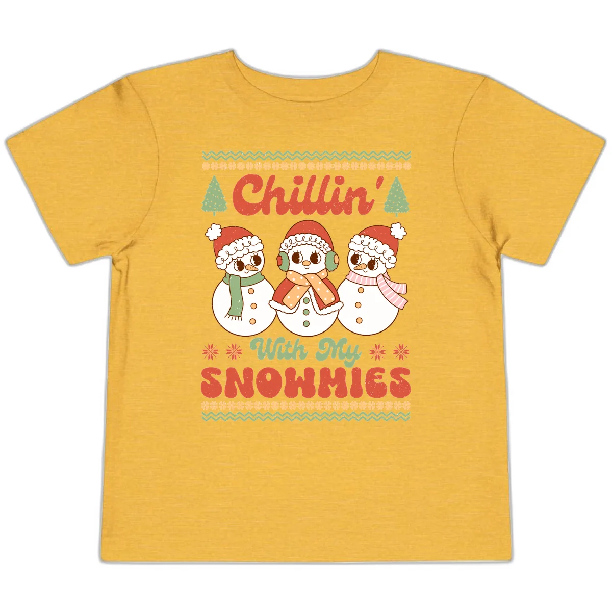 Chillin' With My Snowmies Toddler T-Shirt in Heather Yellow Gold