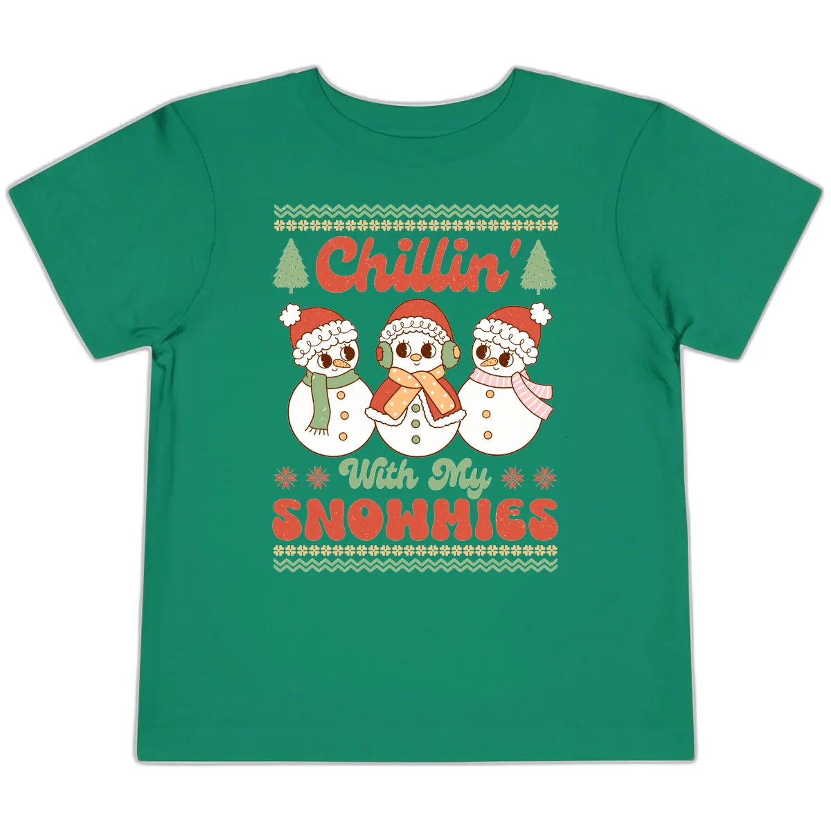 Chillin' With My Snowmies Toddler T-Shirt in Kelly