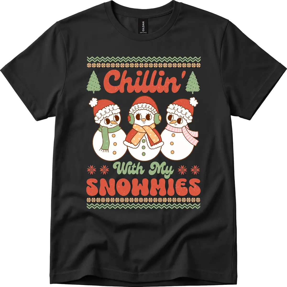 Chillin' With My Snowmies T-Shirt in Black