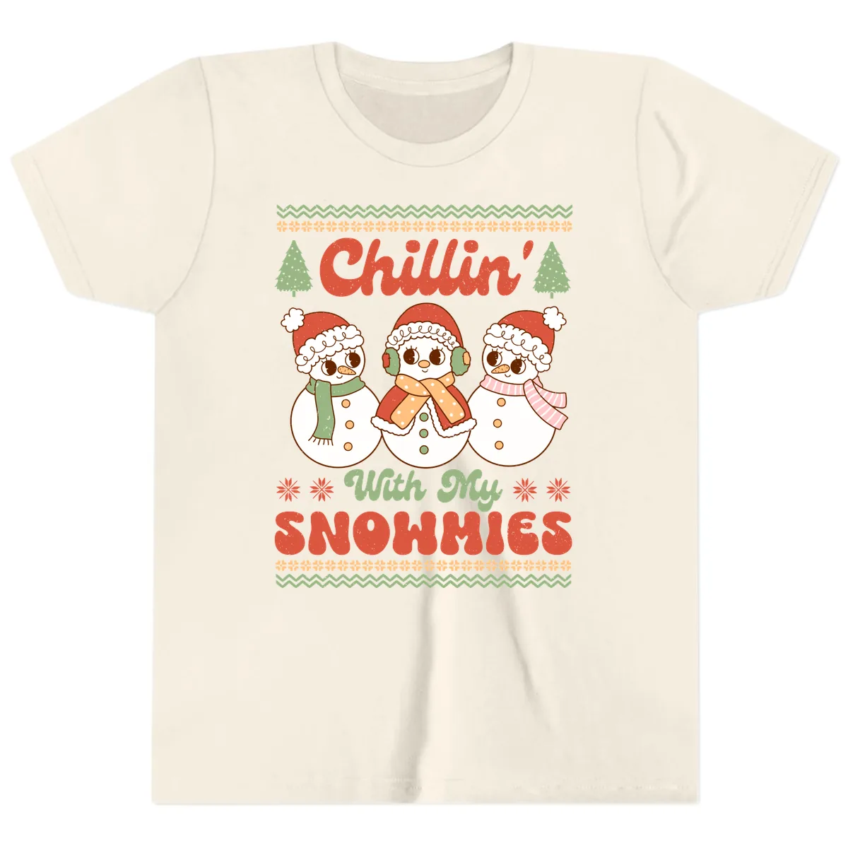 Chillin' With My Snowmies Youth T-Shirt in Natural