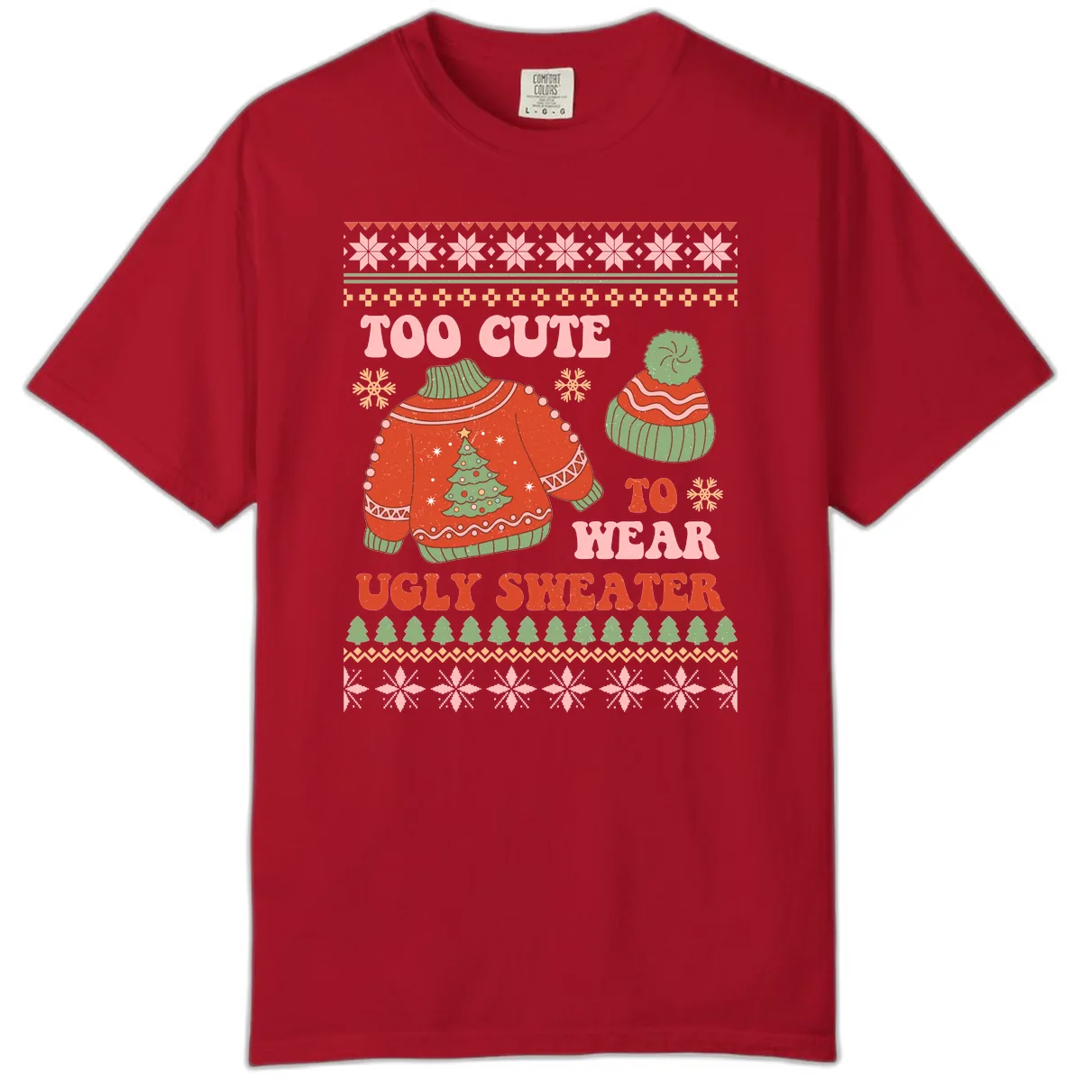 Too Cute To Wear Ugly Sweater Comfort Color in Red