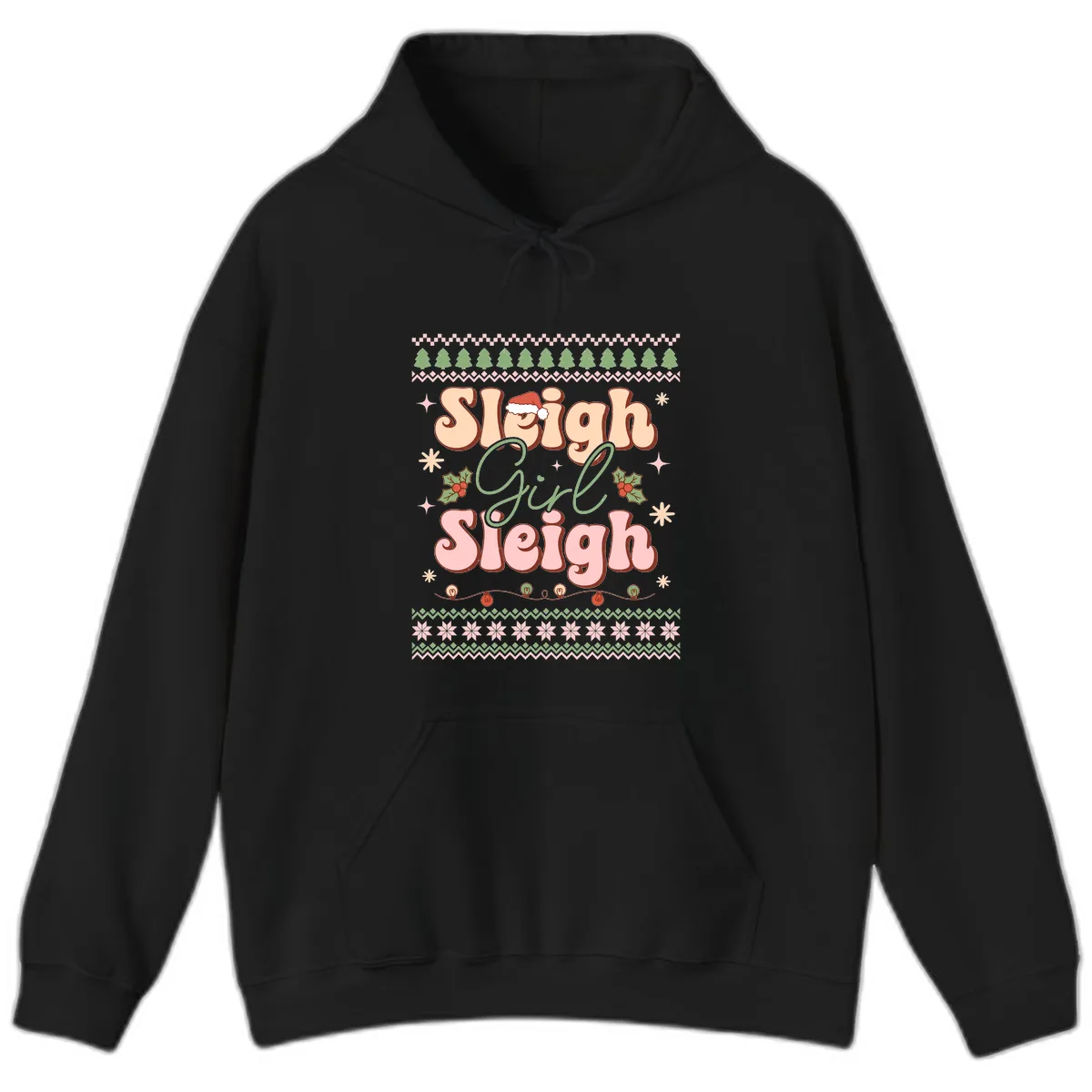 Sleigh Girl Sleigh Christmas Apparel Hoodie in Black